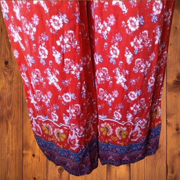 Xhilaration Women's Small Sleeveless Wide Leg Jumpsuit Smocked Boho Floral - Picture 4 of 8